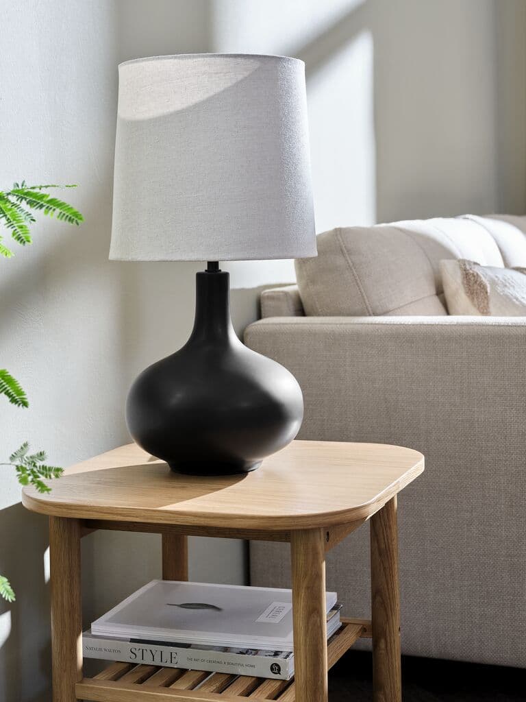 Candeeiro mesa JOACHIM Ø27xA54cm bege/preto