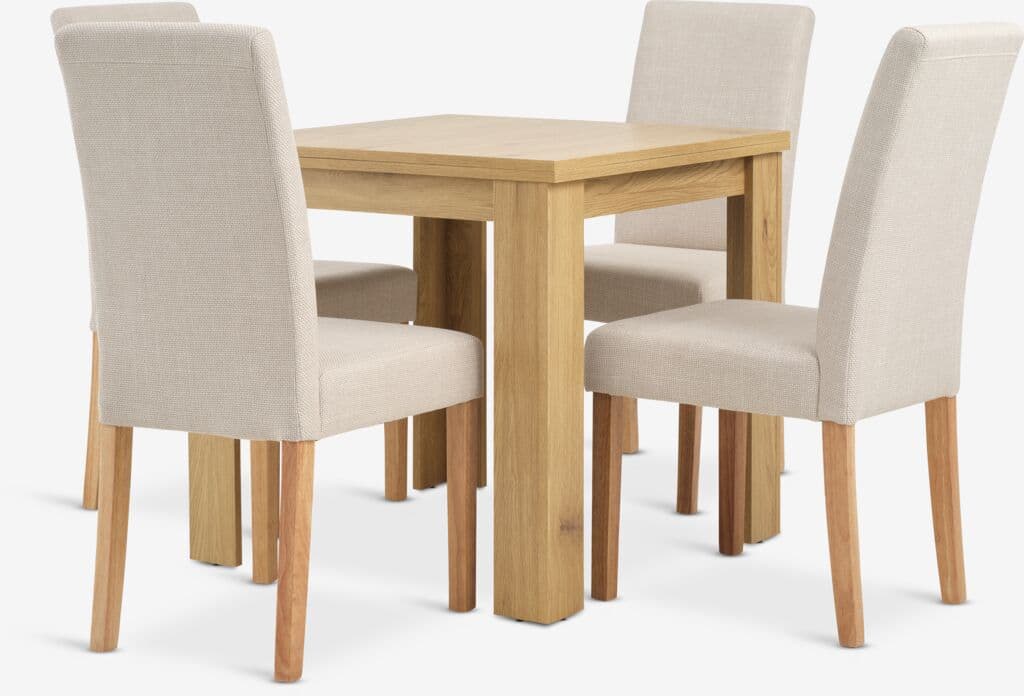JUNGEN C80/160 mesa carvalho + 4 TUREBY cadeiras bege