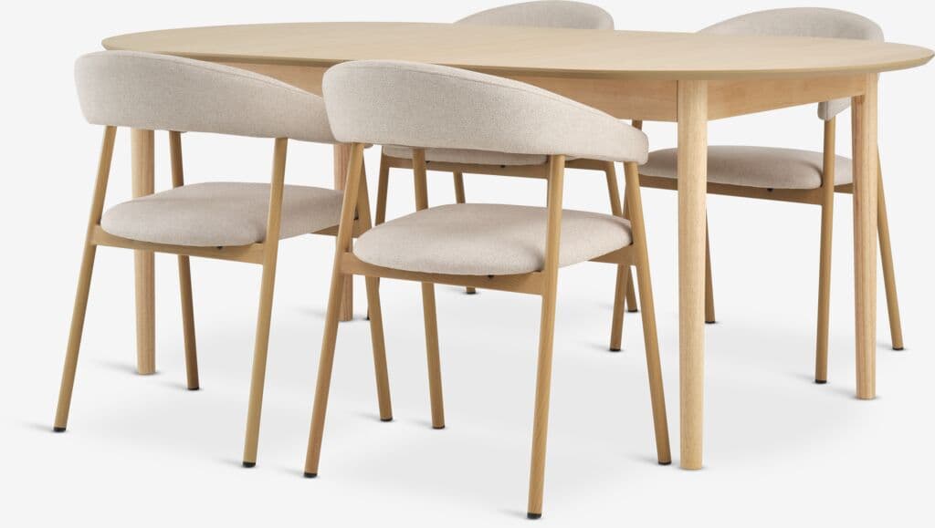 MARSTRAND C200/280 mesa carvalho + 4 EJSING bege/carvalho