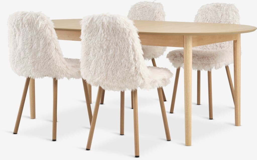 MARSTRAND C200/280 mesa carvalho + 4 JONSTRUP cadeiras teddy
