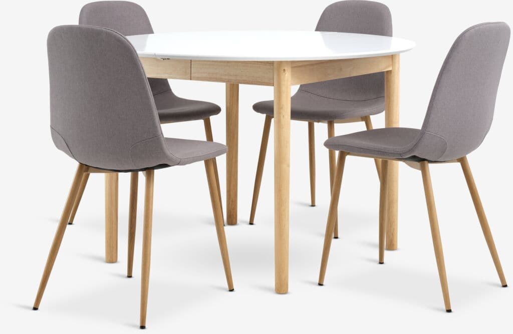 MARSTRAND Ø110 mesa branco + JONSTRUP cadeira cinzento/carv