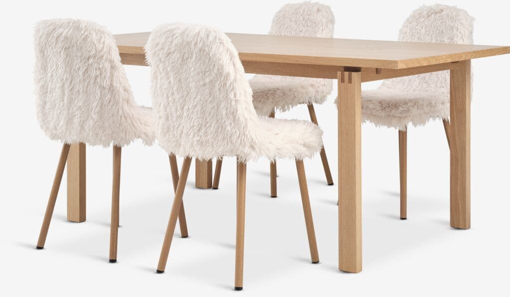 MEJLSKOV C180 mesa carvalho + 4 JONSTRUP teddy branco