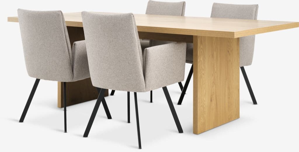 MUNKEBY C220 mesa carvalho + 4 GJESING bege/preto