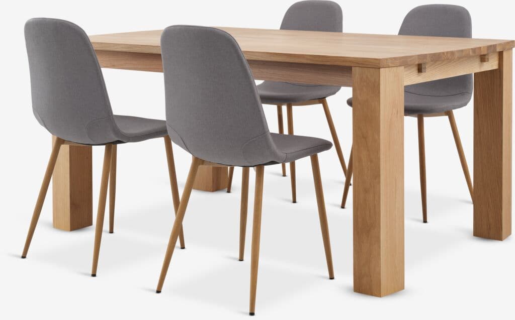 OLDE C160 mesa carvalho + 4 JONSTRUP cadeiras cinzento/carv