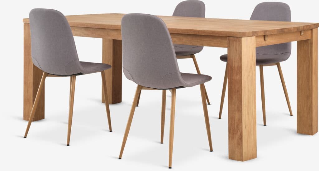 OLDE C200 mesa carvalho + 4 JONSTRUP cadeiras cinzento/carv