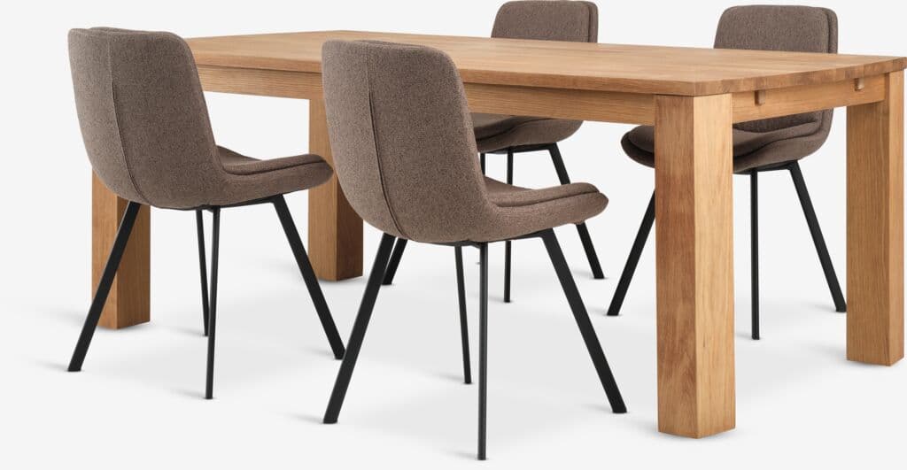 OLDE C200 mesa carvalho + 4 MELBY cadeiras castanho/preto