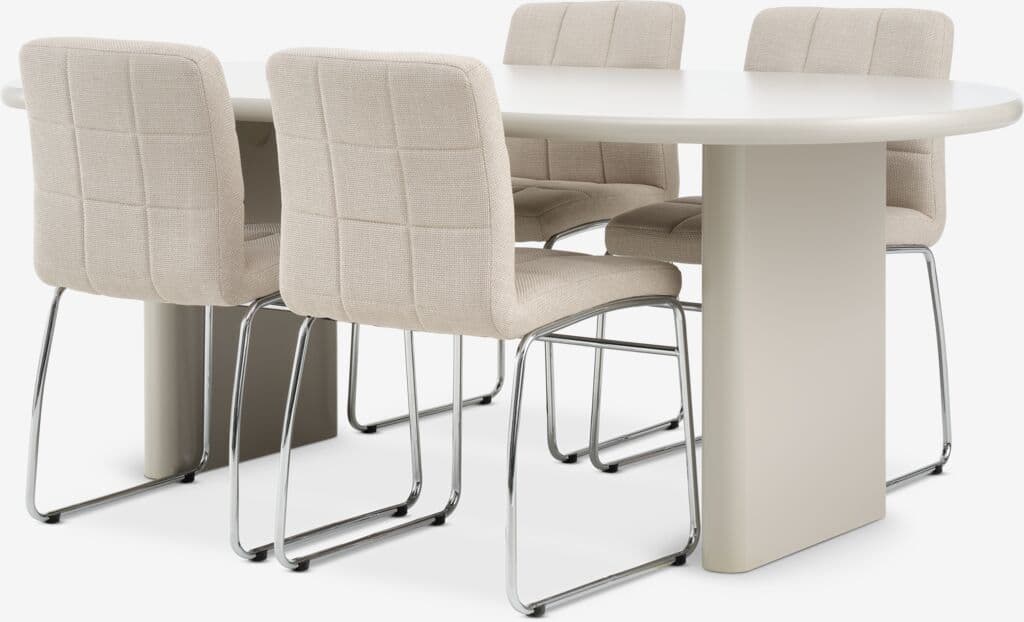 VORDINGBORG C198 mesa bege + 4 HAMMEL cadeiras bege