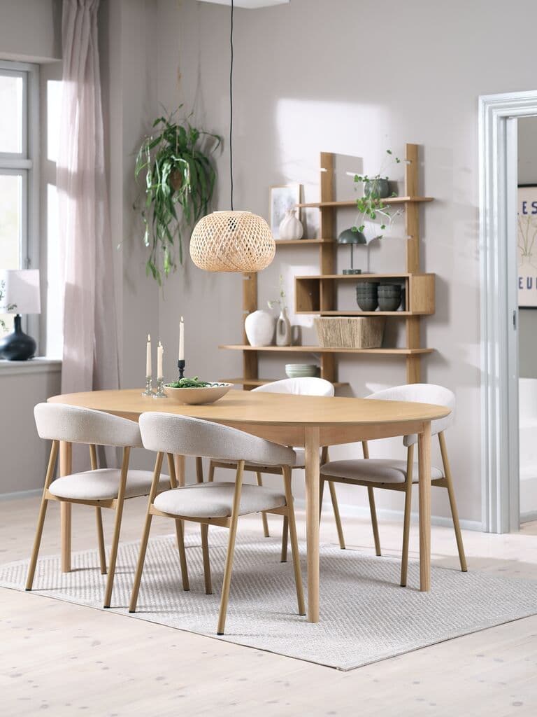MARSTRAND C200/280 mesa carvalho + 4 EJSING bege/carvalho