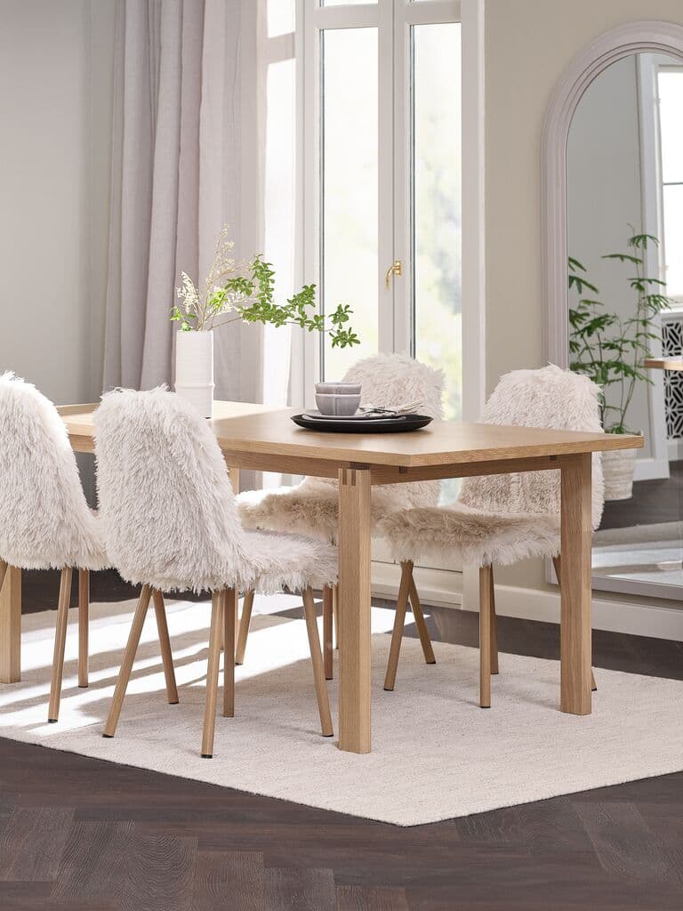 MEJLSKOV C180 mesa carvalho + 4 JONSTRUP teddy branco