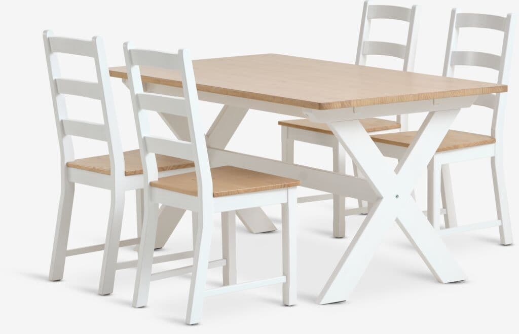 VISLINGE C150 mesa natural + 4 VISLINGE cadeiras natural