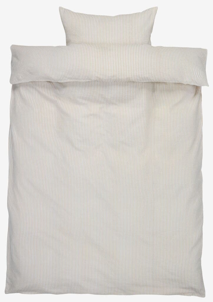 Conjunto capa edredão seersucker STINNE 155x220 branco/bege