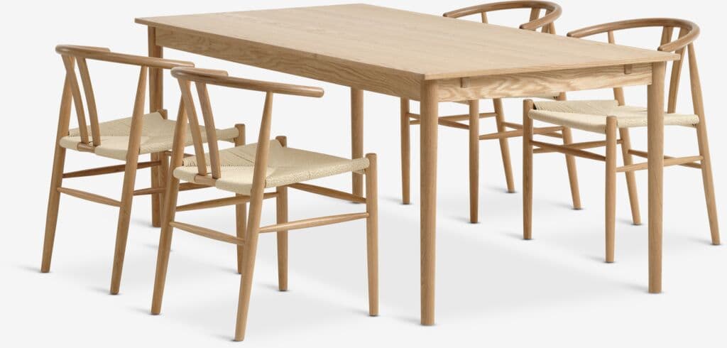 MARSTRUP C190/280 mesa carvalho + 4 GUDERUP cadeira carv nat