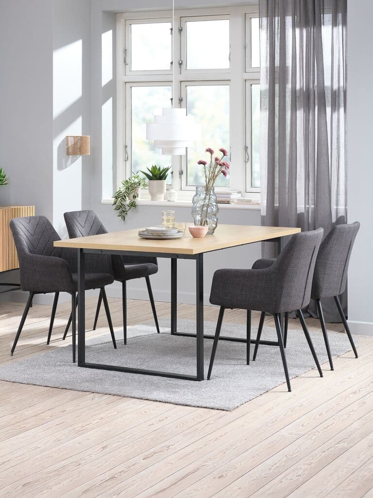 AABENRAA C160 mesa carvalho + 4 PURHUS cadeiras cinzento