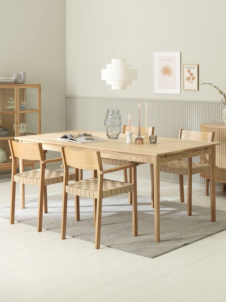 MARSTRUP C190/280 mesa carvalho + 4 VADEHAVET cadeira carv