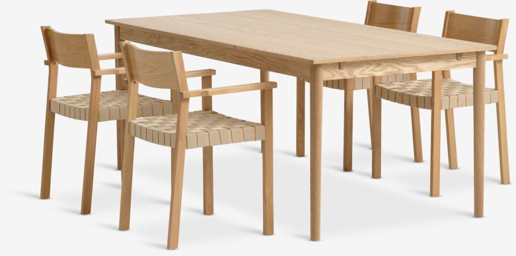 MARSTRUP C190/280 mesa carvalho + 4 VADEHAVET cadeira carv