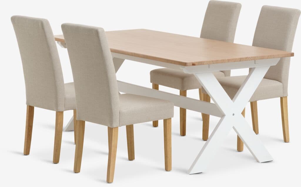 VISLINGE C190 mesa natural + 4 TUREBY cadeiras bege
