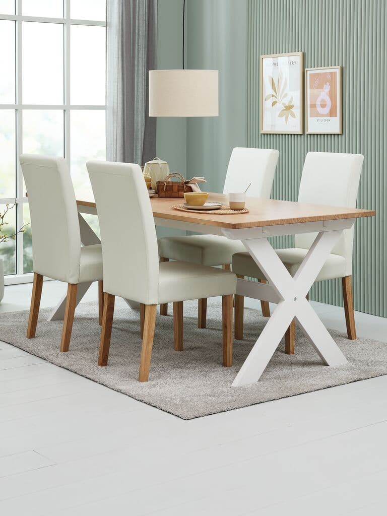 VISLINGE C190 mesa natural + 4 TUREBY cadeiras bege