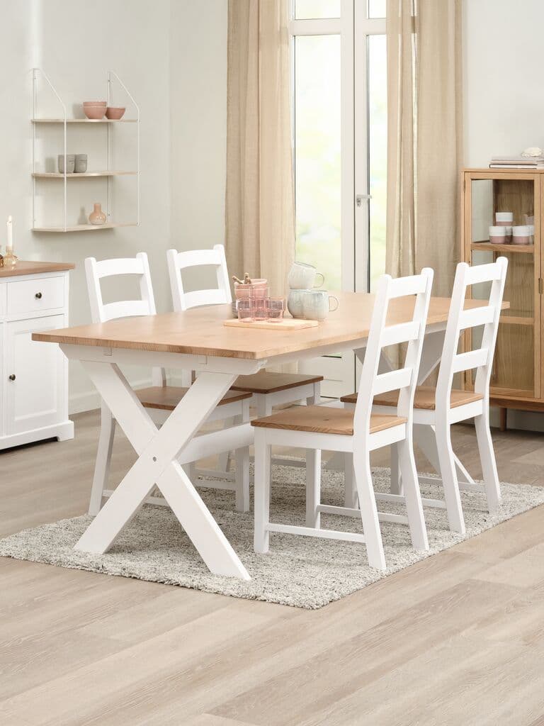 VISLINGE C190 mesa natural + 4 VISLINGE cadeiras natural