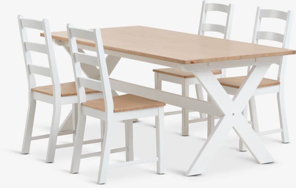 VISLINGE C190 mesa natural + 4 VISLINGE cadeiras natural