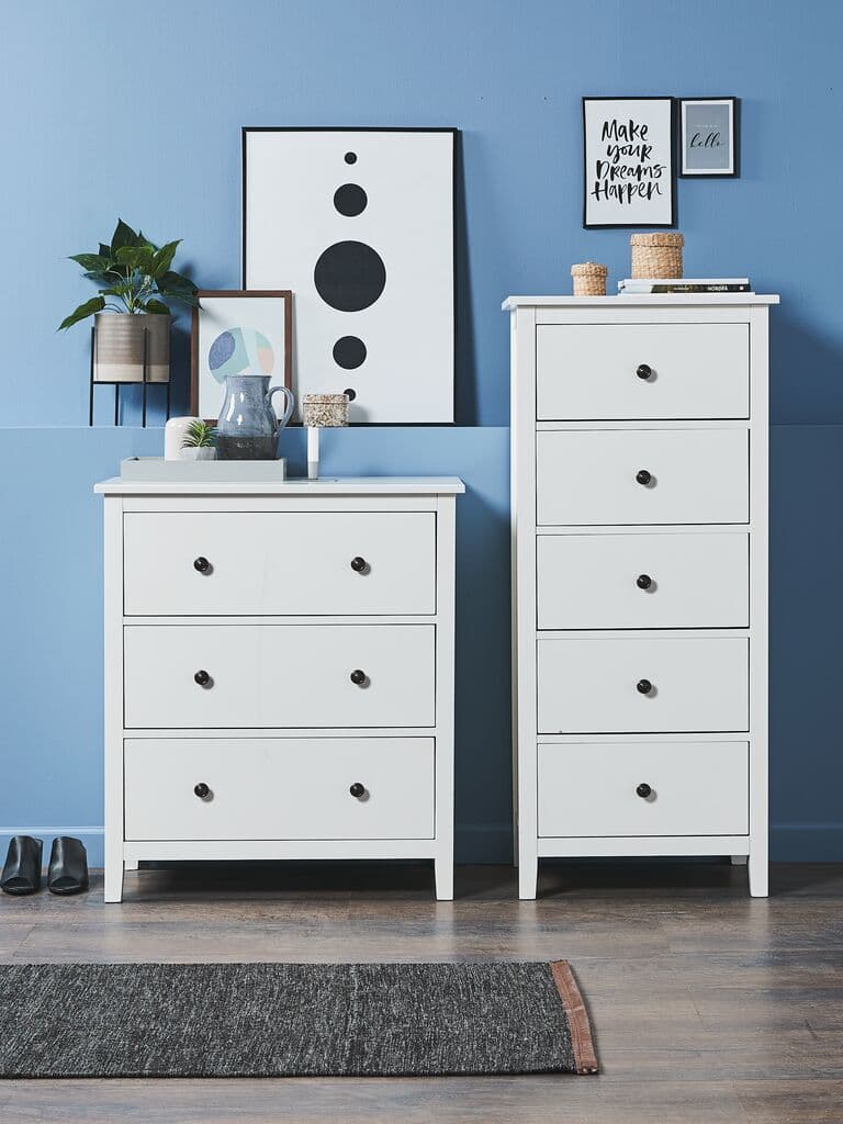Cómoda NORDBY 5 gavetas branco