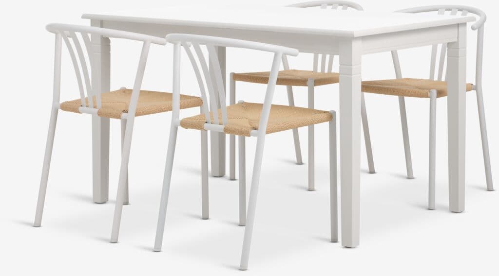 KIRKEBY C130/220 mesa branco + JYDERUP branco/natural
