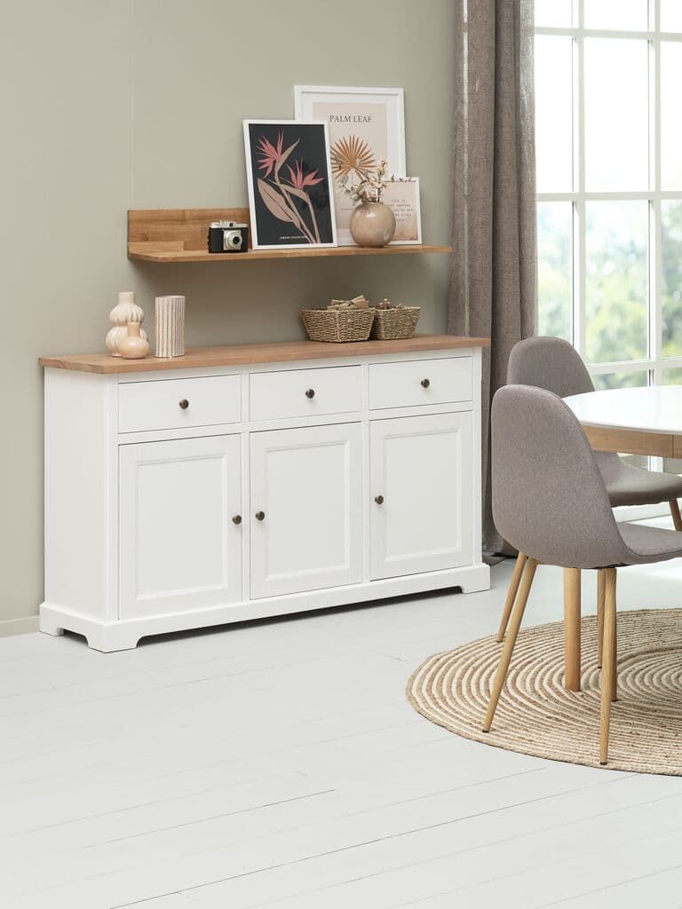 Aparador VISLINGE 3 portas 3 gavetas natural/branco