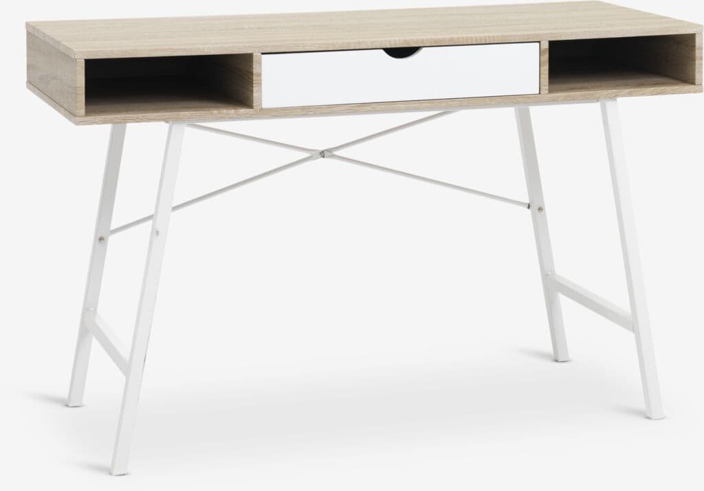 Secretária ABBETVED 48x120 cor carvalho claro/branco