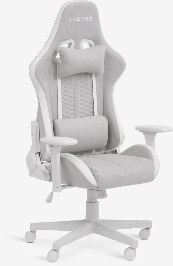 Cadeira gaming NIBE branco/tecido bege