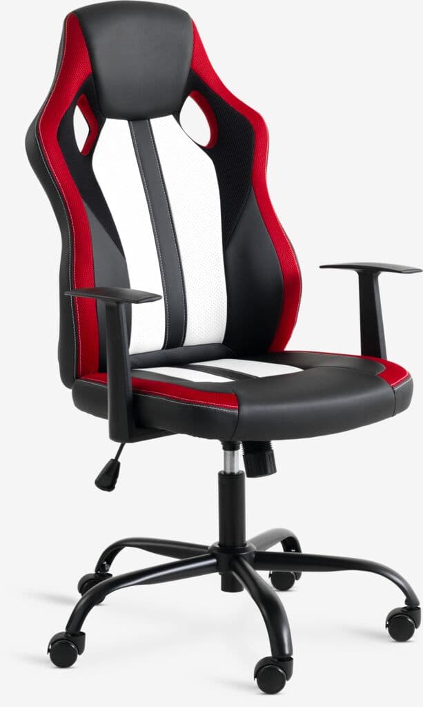 Chaise gaming HAVDRUP noir/maille rouge