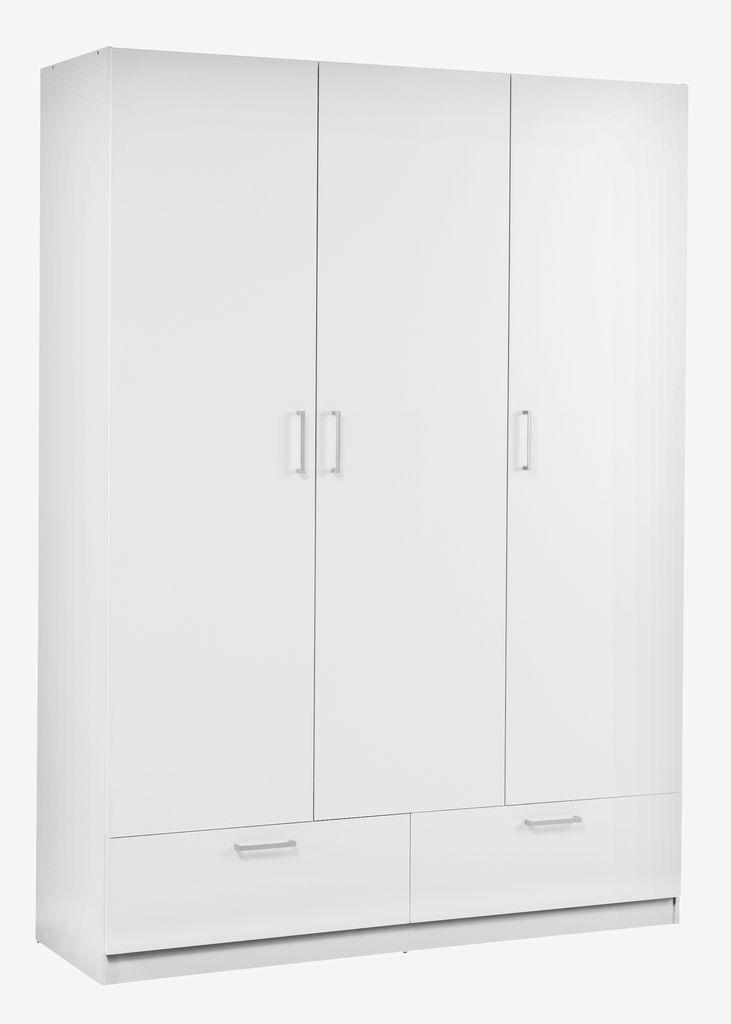 Roupeiro ELLESTED 144x200 3 portas 2 gavetas branco