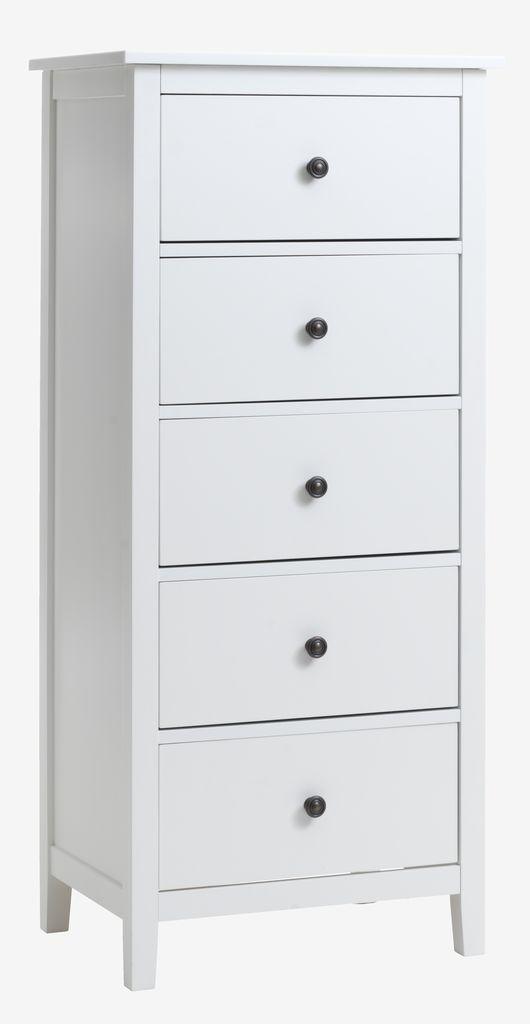 Cómoda NORDBY 5 gavetas branco