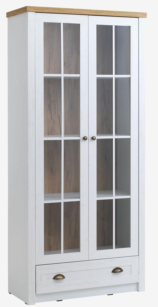 Vitrine MARKSKEL 2 portas cor branco/carvalho