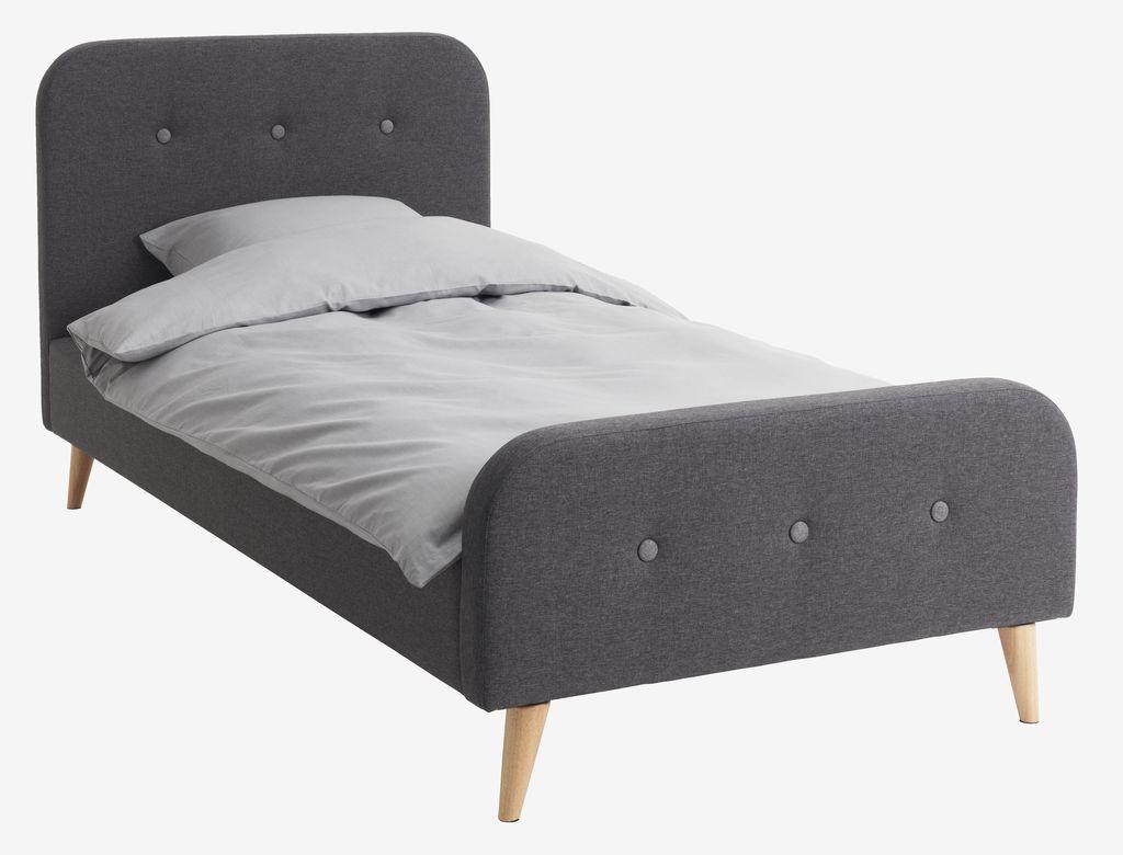 Estrutura de cama KONGSBERG 90x200 tecido cinzento