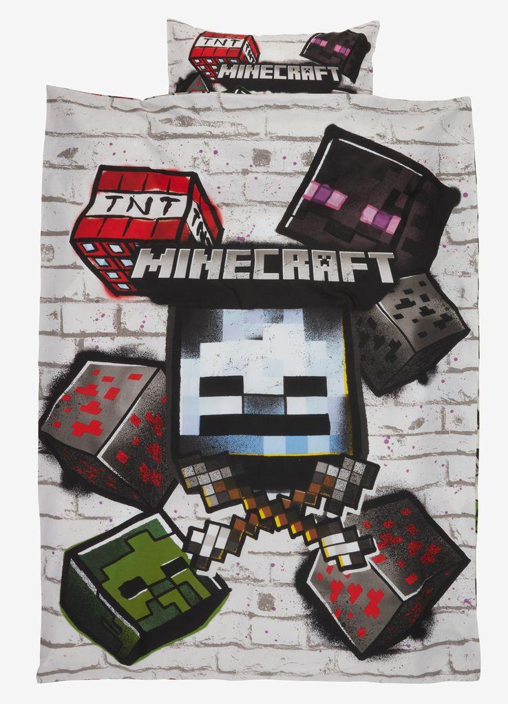 Conjunto capa edredão MINECRAFT 155x220 cinzento