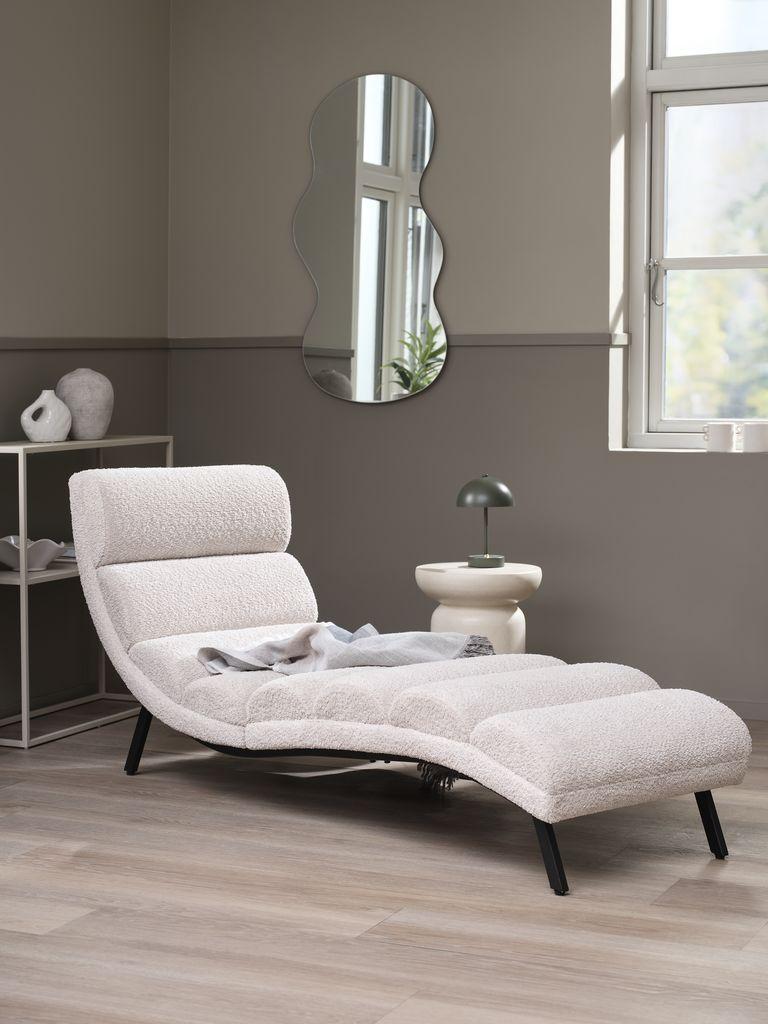 Chaise-longue LINDELSE teddy bege/preto