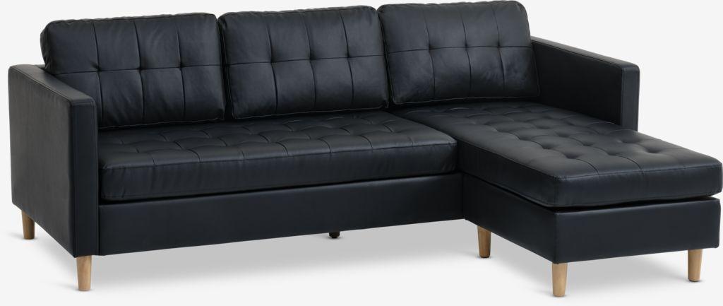 Sofá FALSLEV chaise-longue pele sintética preto