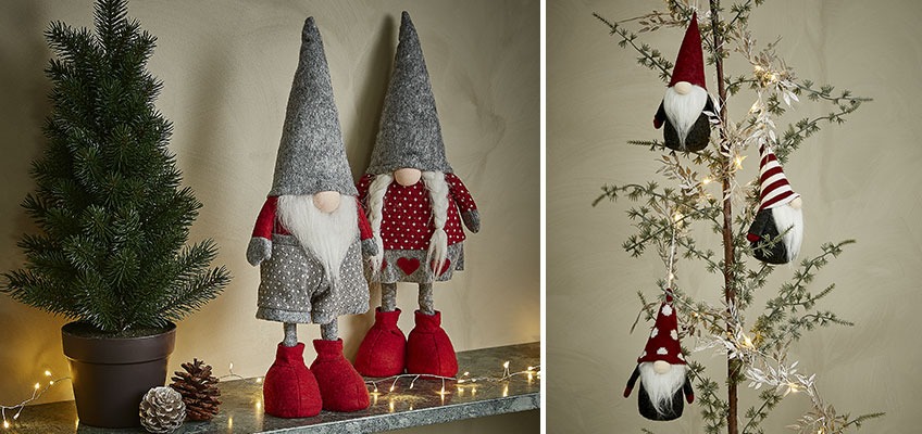 Decoração de natal com elfos e árvore de natal